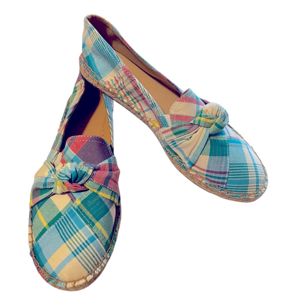 Talbots Izzy Knot Plaid Patchwork Espadrille Flat… - image 7
